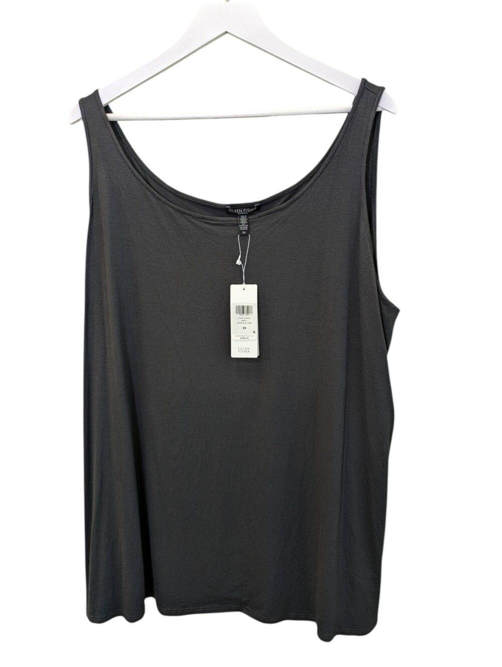 NEW Eileen Fisher Tank Top 2X Graphite Charcoal Gray Scoop Neck Stretch Long